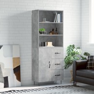 Visoka komoda siva betona 69,5x34x180 cm od konstruiranog drva