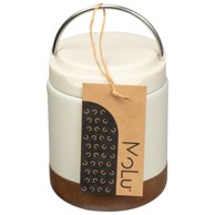 MOLU Termo posuda Porto Cervo 400 ml metalna s drvenim podnožjem bijela