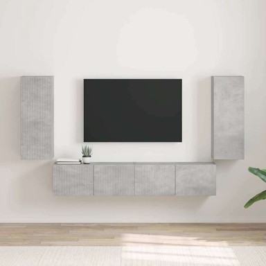 TV zidni ormar, 2 komada, Beton 30 x 31 x 80 cm, konstruirano drvo