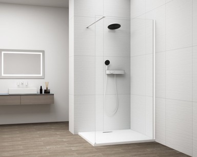 POLYSAN Tuš zastor ESCA, Walk-In, za zidnu ugradnju, 1300 mm, prozirno staklo, bijela mat