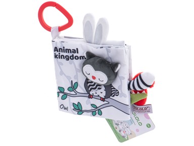 Dječja knjiga, životinje, meka, taktilna, siva