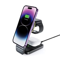 TECH-PROTECT Punjač bežični A28 MagSafe 3u1 za telefon, Apple Watch i AirPods, crni