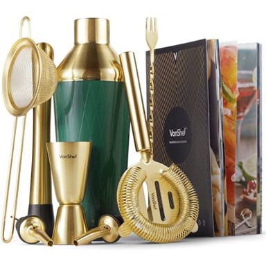 VONSHEF Set za koktele Parisian, 9 djelni, 455ml, zeleno zlatna
