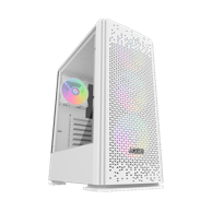 NIKCORP Gaming kućište GACRUX Midi Tower, ATX, Micro-ATX, Mini-ITX, kaljeno staklo, bijelo, 4 RGB ventilatora