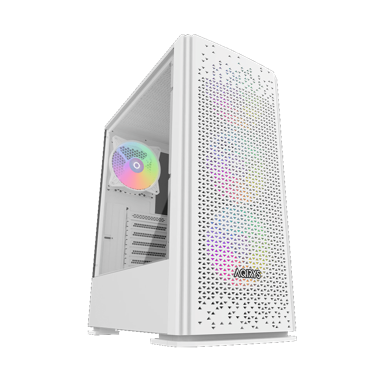 NIKCORP Gaming kućište GACRUX Midi Tower, ATX, Micro-ATX, Mini-ITX, kaljeno staklo, bijelo, 4 RGB ventilatora