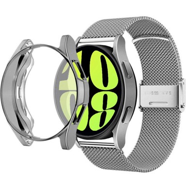 Narukvica s futrolom i zaštitnom folijom za Samsung Galaxy Watch 6 44 mm, srebrna