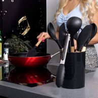 SPRINGOS Kuhinjski set 12 kom, crni