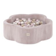 PLUSH NEST Bazen s 300 loptica Cvijet, 95x30 cm, svijetlo rozi