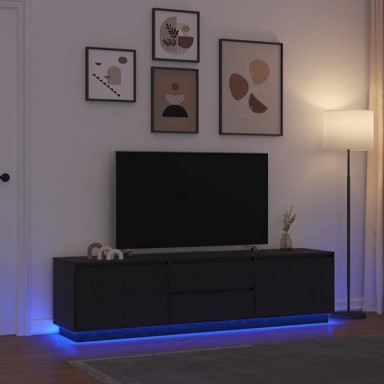 TV ormarić s LED svjetlima crni hrast 193,5x41x50 cm