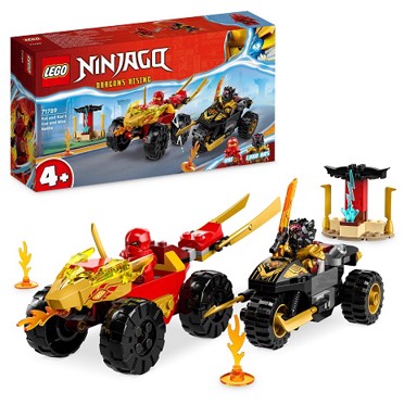 LEGO Ninjago Dvoboj Kaija u autu i Rasa na motociklu 71767