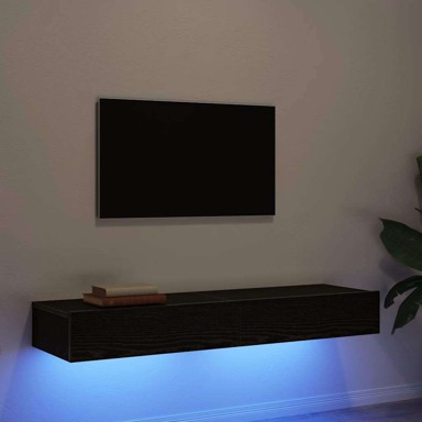 TV ormarić, 60 x 35 x 15.5 cm, s LED svjetlima, crni hrast
