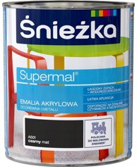 ŚNIEŻKA Supermal A501 Akrilni emajl za drvo i metal, crni, mat, 0,8 l