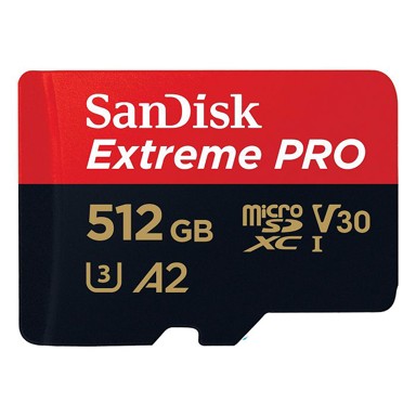 SANDISK MicroSDXC 512GB Extreme PRO + SD Adapter up to 200MB/s & 140MB/sA2 C10 V30 UHS-I U3