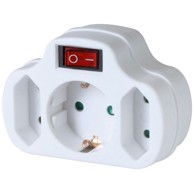 HOME Strujna utičnica, sa prekidačem, 1 x schuko + 2 x EURO, bijela