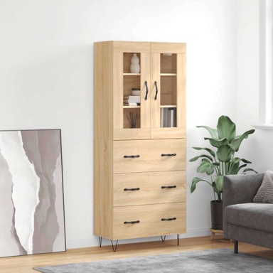 Visoka komoda hrasta sonome 69 5x34x180cm od konstruiranog drva , ladice