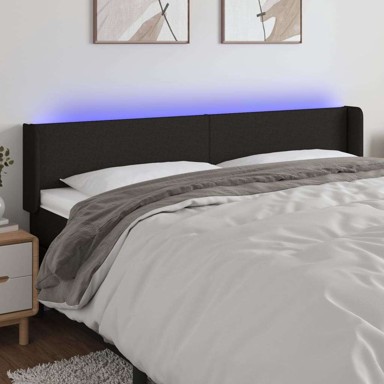 LED uzglavlje 183 x 16 x 78/88 cm od tkanine, crno