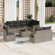 9-dijelni set vrtnih sofa od poliratana s jastucima sivi