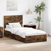 Okvir za krevet s ladicama 90 x 200 cm, dimljeni hrast
