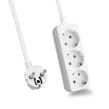 HELOS Produžni kabel CLASSIC, 3 utičnice, 1,5 m, bijela, bez prekidača