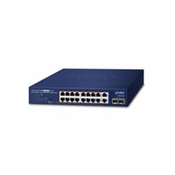 PLANET Switch PLT-GSD-2022P, 16-portni, 10/100/1000T, 802.3at PoE, 2x 10/100/1000T, 2x 1000X SFP, desktop/rackmount