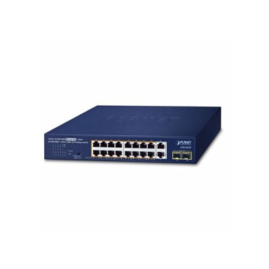 PLANET Switch PLT-GSD-2022P, 16-portni, 10/100/1000T, 802.3at PoE, 2x 10/100/1000T, 2x 1000X SFP, desktop/rackmount