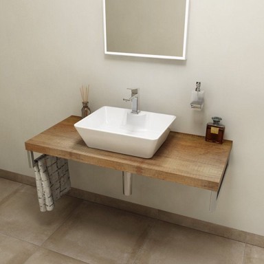 SAPHO Zidna ploča za umivaonik Avice, 90×50 cm, debljina 5 cm, stari drvo dekor