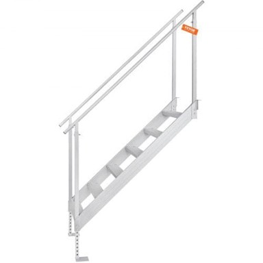 VEVOR Ljestve za pristanište, 6 stepenica, dvostruki rukohvati, podesiva visina 109,2-129,5 cm, aluminij