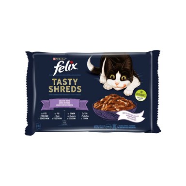 FELIX Mokra hrana za mačke Tasty Shreds, odabir okusa, 4 x 80 g