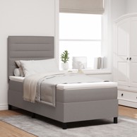 Krevet Box Spring s madracem, jednokrevetni, tkanina, taupe