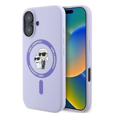KARL LAGERFELD Silicone Karl & Choupette Ring MagSafe maskica za iPhone 16, ljubičasta