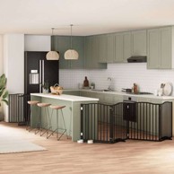 Vrata za pse s vratašcima 10 panela sklopiva 800 cm drvo topole 80 x 90 x 2 cm, crna