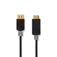 NEDIS DisplayPort kabel DisplayPort muški - HDMI 4K 30 Hz, pozlaćeni, 1 m, antracit