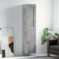 Visoka komoda siva betona 34 5x34x180 cm od konstruiranog drva