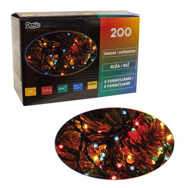 200 lampica, riža, šarene, 8 funkcija