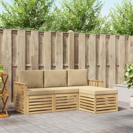 Set vanjskih sofa, 4 pcs, 189,5 x 122,5 x 73 cm, bijela i bež