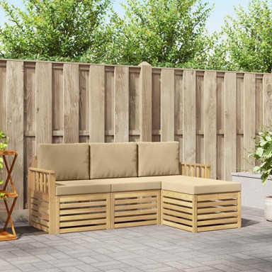 Set vanjskih sofa, 4 pcs, 189,5 x 122,5 x 73 cm, bijela i bež