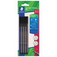 STAEDTLER Flomaster Fineliner Triplus reciklirani, 0,3 mm, 3 + 1 gratis, crni