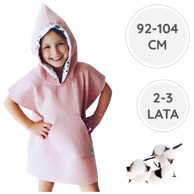 BABYU Pončo za kupanje, s kapuljačom i džepovima, 92-104 cm, pamuk-muslin