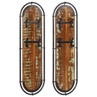 Zidni stalci za kapute s 4 kuke 2 kom masivno obnovljeno drvo