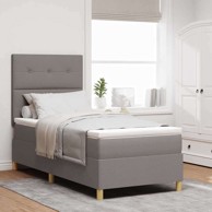 Led box spring krevet 100 x 200 cm tkanina, sivo-smeđi