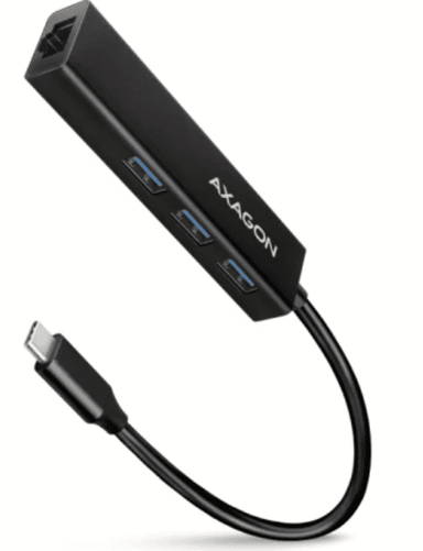 AXAGON USB hub HMC-GL3A, USB-C, 3x USB-A 3.2, 1x ethernet, crni