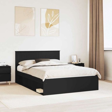 Okvir za krevet 135 x 190 cm čvrsto borovo drvo, crni