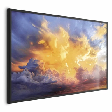 Plakat Prekrasan zalazak sunca, oblaci u toplim tonovima, 42x29.7 cm, crni okvir