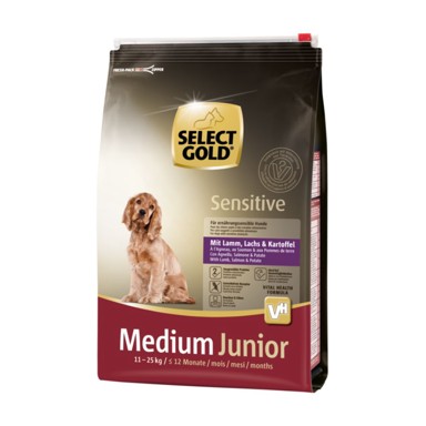 SELECT GOLD Hrana za pse Sensitive Junior Medium janjetina, losos i krumpir 4 kg
