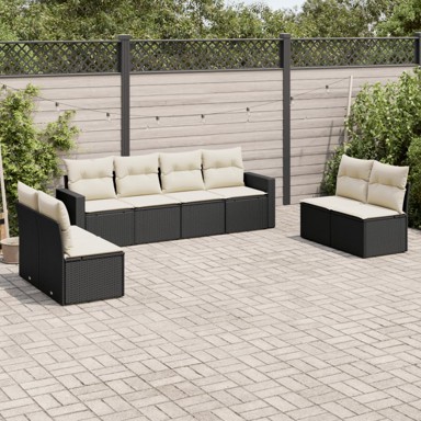 8-dijelni set vrtnih sofa od poliratana s jastucima crni