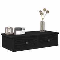 Zidna polica s ladicama crna 60x28x15 cm izrađeno drvo