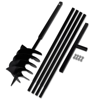 Ručna burgija za zemlju sa ručkom 200 mm i produžnom cijevi, 5 m, čelik