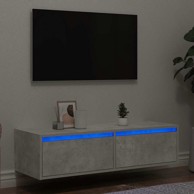 TV ormarić s LED svjetlima siva boja betona 100X35,5x25 cm