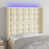 LED uzglavlje 103 x 16 x 118/128 cm od umjetne kože, krem