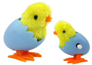 Skakući pilić u ljusci jajeta, na navijanje, žuti pliš